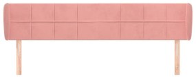 Cabeceira de cama c/ abas veludo 183x23x78/88 cm rosa