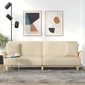 vidaXL Sofá-cama com apoio de braços tecido cor creme
