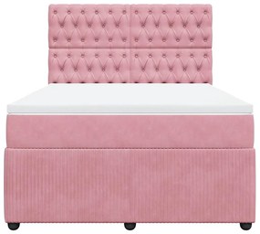 Cama com molas/colchão 160x200 cm veludo rosa