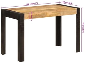 Mesa de jantar 120x60x76 cm madeira de mangueira maciça