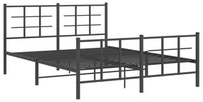 Estrutura de cama sem colchão com pés 160x200 cm preto