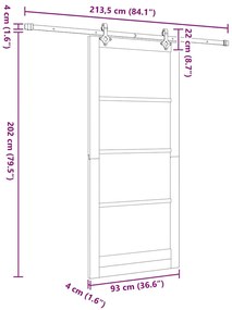 Porta Deslizante vidaXL com Conjunto de Ferragens 93x211 cm de Madeira