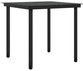 3 pcs conjunto de jantar para jardim com almofadões preto