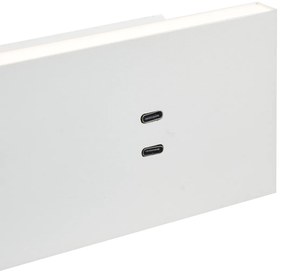 Candeeiro de Parede Branco Ajustável com USB-C incl. LED - Modric Moderno