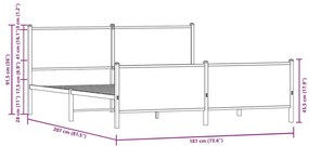 Estrutura de cama sem colchão 180x200cm metal carvalho fumado