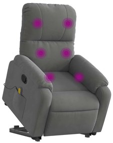 Poltrona massagens reclin. elevatória microfibra cinza-escuro