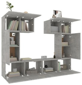 Conjunto móveis de TV 6 pcs madeira processada cinzento cimento