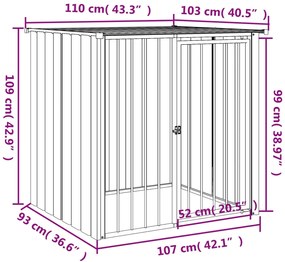 Casota para cães com teto 110x103x109 cm aço galvanizado preto
