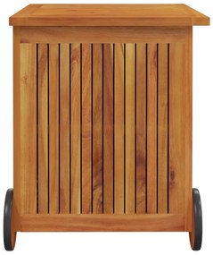 Caixa arrumação jardim c/rodas 60x50x58cm madeira acácia maciça
