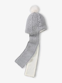 Oferta do IVA - Gorro-cachecol 2 em 1, com torcidos e corações, para bebé cinza mesclado