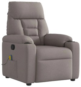 vidaXL Poltrona de massagens reclinável tecido cinzento-acastanhado