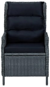 3 pcs conj. lounge jardim c/ almofadões vime PE cinzento-escuro