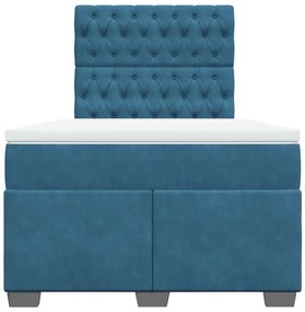 Cama boxspring com colchão 120x190 cm veludo azul