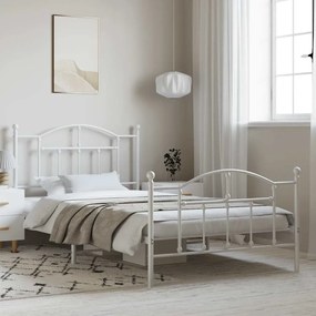 vidaXL Estrutura de cama com cabeceira e pés 100x200 cm metal branco