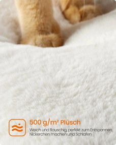 Arranhador Gatos de 88 cm, amarelo amêndoa, com caverna e tapete de sisal amarelo amêndoa