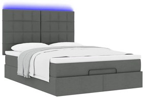 Estrutura cama otomana colchão 140x200cm tecido cinzento escuro