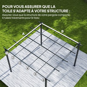 Lona substituição para pérgula  3 x 3 m (NÃO INCLUIDA) - Lona  para pérgula retrátil de, poliéster 180 g/m³, proteção UV 30+, cinzento escuro