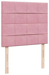 Cama boxspring com colchão 120x190 cm veludo rosa