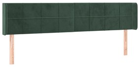 Cabeceira cama c/ luzes LED veludo 183x16x78/88 cm verde-escuro