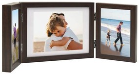 vidaXL Moldura com três dobras 22x15 cm+2x(10x15 cm) castanho-escuro