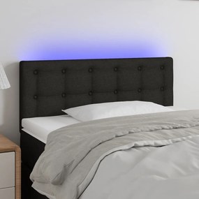 Cabeceira de cama c/ luzes LED tecido 90x5x78/88 cm preto