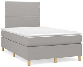 Cama box spring c/ colchão e LED 120x190 cm tecido cinza-claro