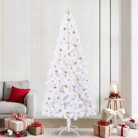 vidaXL Árvore de Natal Artificial com 300 LEDs Branco 240 cm PVC e Aço