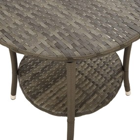 Cadeiras jardim reclináveis 2 pcs com mesa vime PE cinzento