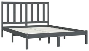 Estrutura de cama casal 135x190 cm pinho maciço cinza