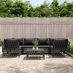 vidaXL 7 pcs conjunto lounge de jardim com almofadões aço antracite