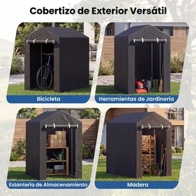 Abrigo de Jardim para Arrumação, 92 x 150 x 150 cm, Estrutura Galvanizada, Cinzento-escuro