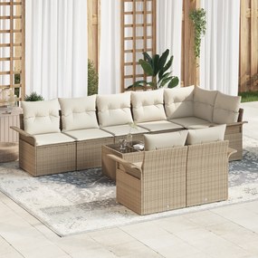 vidaXL Conjunto de Sofás de Jardim de 9 Peças da com Almofadas de Rattan Marrom