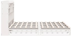 Cama com estante sem colchão 200x200 cm pinho maciço branco
