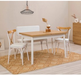 Conjunto de Mesa de Jantar Extensível e Cadeiras Oliver – Branco – Mes