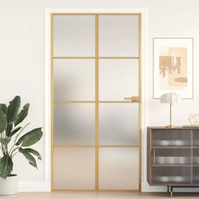 Porta interior 102,5x201,5 cm vidro temperado/alumÃnio dourado