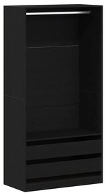 Armário de Carvalho Preto - 100 x 50 x 200 cm - Feito de Madeira Dupla