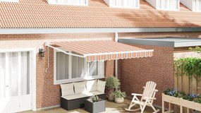 vidaXL Toldo Retrátil Automático Listrado Multicolorido 350x250 cm