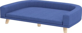 Sofá para cães, cama elevada grande para cães  98 x 67 x 25 cm, almofada lavável, estrutura em madeira, tecido de poliéster azul
