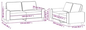 2 pcs conjunto de sofás tecido castanho