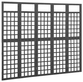 Biombo/treliça 5 painéis abeto maciço 201,5x180 cm preto