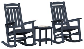 Conjunto de Lounge de Jardim 3 Peças Azul-marinho HDPE
