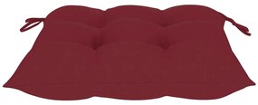 Cadeiras jardim c/ almofadões vermelho tinto 8 pcs teca maciça