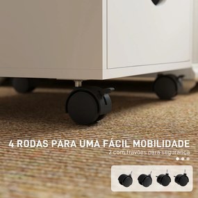 Bloco de Gavetas com Rodas Bloco de Gavetas para Escritório com 5 Gavetas  40x40x67 cm Branco