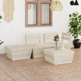 vidaXL 4 pcs conjunto lounge de paletes madeira de abeto impregnada