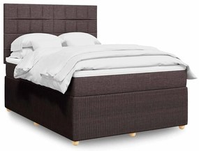 Cama com molas/colchão 160x200 cm tecido castanho-escuro