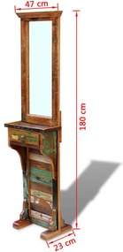 Espelho de corredor 47x23x180 cm madeira reciclada maciça