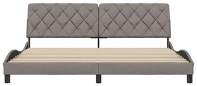 Cama sem colchão 200x200 cm tecido cinzento-acastanhado