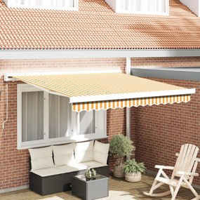 vidaXL Toldo Retrátil Manual Amarelo e Branco 300x250 cm