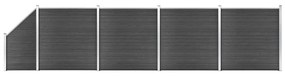 vidaXL Conjunto de painel de vedação WPC 792x(105-186) cm preto