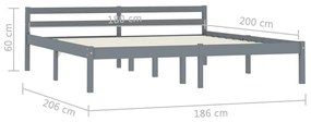 Estrutura de cama 180x200 cm madeira pinho maciço cinzento